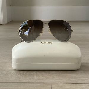 CHLOE Aviator Silver Sunglasses CE107S 045